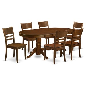 Pemberly Row 7-Piece Wood Dining Set with Ladder Back Chairs in Espresso