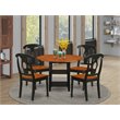 Pemberly Row 5-Piece Dinette Set with Wood Seats in Black Cherry Finish