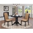 Pemberly Row 3-Piece Wood Dining Table Set in Black with Fabric Chairs