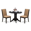 Pemberly Row 3-Piece Wood Dining Table Set in Black with Fabric Chairs