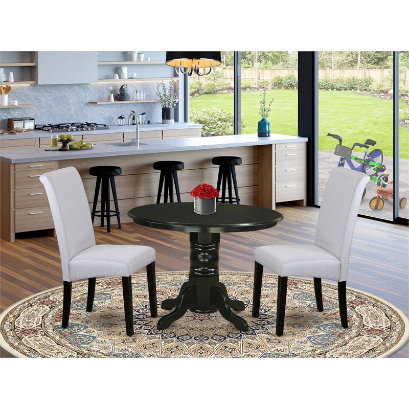 Pemberly Row 3-Piece Wood Dining Set in Black and Grayish Blue Finish