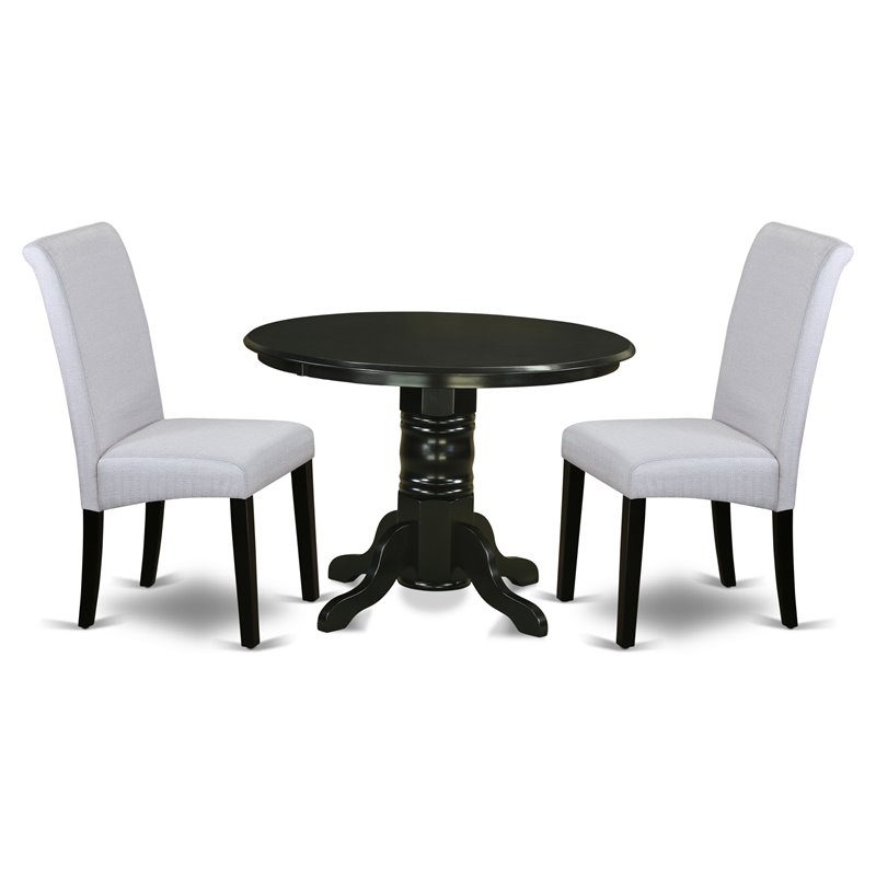 Pemberly Row 3-Piece Wood Dining Set in Black and Grayish Blue Finish