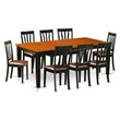 Pemberly Row 9-Piece Dining Set with Faux Leather Seats in Black and Cherry