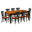 Pemberly Row 9-Piece Dining Set with Wood Chairs in Black and Cherry