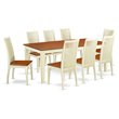 Pemberly Row 9-Piece Wood Table and Dining Chairs in Buttermilk/Cherry Finish