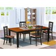 Pemberly Row Rubber Wood Dining Set with Faux Leather Chairs in Cherry Finish