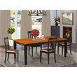 Pemberly Row 5-Piece Dining Set with Leather Seats in Black/Cherry Wood