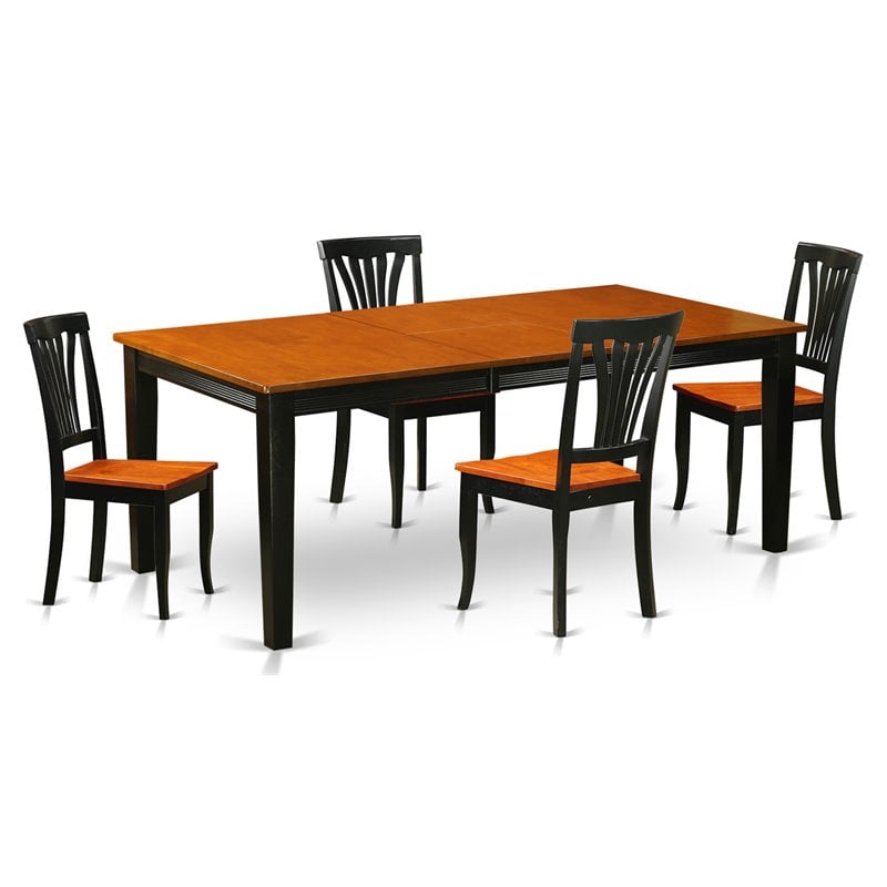 Pemberly Row 5-Piece Dining Set with Wood Chairs in Black/Cherry