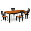 Pemberly Row 5-Piece Dining Set with Wood Chairs in Black/Cherry