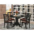 Pemberly Row 5-Piece Wood Dining Room Table Set with Leather Seats in Black