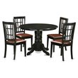Pemberly Row 5-Piece Wood Dining Room Table Set with Leather Seats in Black