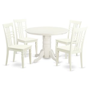 Pemberly Row 5-Piece Wood Dinette Set with Extension Leaf in Linen White
