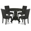 Pemberly Row 5-Piece Rubberwood Dining Set in Black Finish