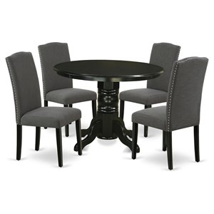 pemberly row 5-piece wood dining set in black & dark gotham gray