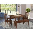Pemberly Row 5-Piece Wood Dining Table Set with Bench Mahogany Finish