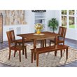 Pemberly Row 5-Piece Dining Set with Bench Seating in Mahogany Finish