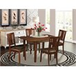 Pemberly Row 5-Piece Wood Dining Set with Leather Chairs in Mahogany