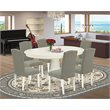 Pemberly Row 7-Piece Wood Dinette Set in Linen White and Dark Shitake