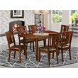 Pemberly Row 7-Piece Wood Dining Set with Leather Chairs in Mahogany