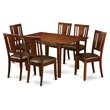 Pemberly Row 7-Piece Wood Dining Set with Leather Chairs in Mahogany