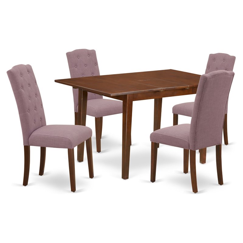 Pemberly Row 5-Piece Wood Dining Set with Mahogany and Dahlia Finish