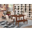 Pemberly Row 5-Piece Wood Dining Set with Mahogany Finish and Cream Upholstery
