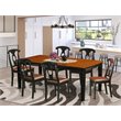 Pemberly Row 7-Piece Dining Set with Leather Seat in Black and Cherry Finish