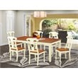 Pemberly Row 7-Piece Wood Dining Table and Chair Set in Buttermilk and Cherry