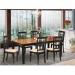 Pemberly Row 7-Piece Wood Dining Set with Linen Seat in Black and Cherry