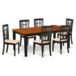 Pemberly Row 7-Piece Wood Dining Set with Linen Seat in Black and Cherry