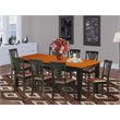 Pemberly Row 9-Piece Dining Set w/ Faux Leather Chairs in Black and Cherry