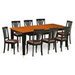 Pemberly Row 9-Piece Dining Set w/ Faux Leather Chairs in Black and Cherry