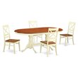 Pemberly Row 5-Piece Wood Dinette Set with Extension Leaf in Buttermilk/Cherry