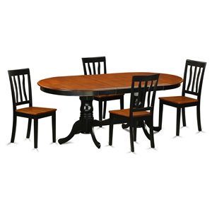 pemberly row 5-piece wood dining table set with extension leaf in black/cherry