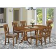 Pemberly Row 7-Piece Saddle Brown Wood Dining Set with Fabric Seats