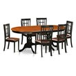 Pemberly Row 7-Piece Dining Set with Faux Leather Seats in Black & Cherry