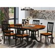 Pemberly Row 7-Piece Dining Set with Wood Seats in Black & Cherry