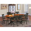 Pemberly Row 9-Piece Dining Set with Leather Chairs and Expansion Leaf in Black