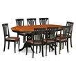 Pemberly Row 9-Piece Dining Set with Leather Chairs and Expansion Leaf in Black