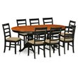 Pemberly Row 9-Piece Dining Set with Linen Chairs in Black and Cherry