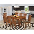 Pemberly Row 9-Piece Dining Set with Padded Chairs in Saddle Brown Finish