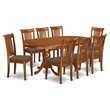Pemberly Row 9-Piece Dining Set with Padded Chairs in Saddle Brown Finish