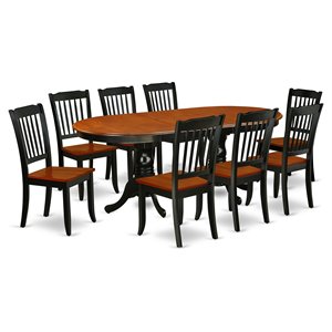 Pemberly Row 9-Piece Oval Wood Dining Set with Black & Cherry Finish