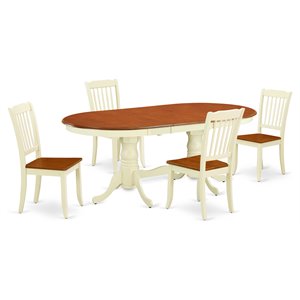 Pemberly Row 5-Piece Oval Wood Dining Set with White & Cherry Finish