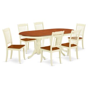 Pemberly Row 7-Piece Oval Wood Dining Set with White & Cherry Finish