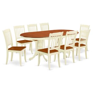 Pemberly Row 9-Piece Oval Wood Dining Set with White & Cherry Finish