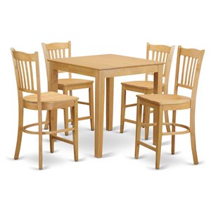 Pemberly Row 5-Piece Counter Height Dining Set in Wood and Oak Finish