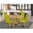 Pemberly Row 5-Piece Wood Dining Set with Oval Table in Oak/Autumn Green