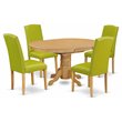 Pemberly Row 5-Piece Wood Dining Set with Oval Table in Oak/Autumn Green
