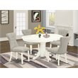 Pemberly Row 5-Piece Wood Dining Set in Linen White and Doeskin Upholstery